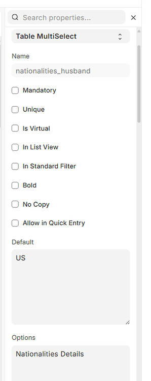 Table MultiSelect field default value from UI - customization - Frappe ...