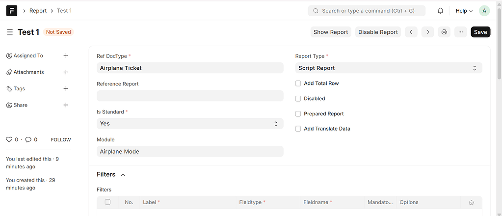 Bug Report: Script Report UI does not hide Filters & Columns when “Is ...