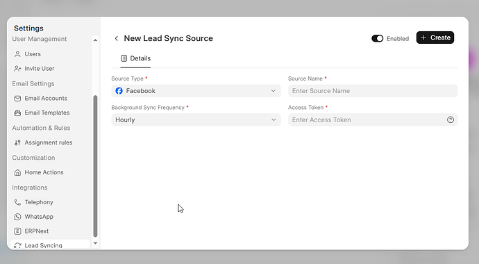 facebook lead sync
