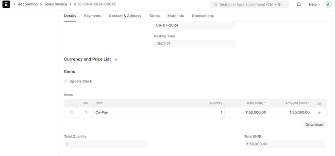 Sales invoice