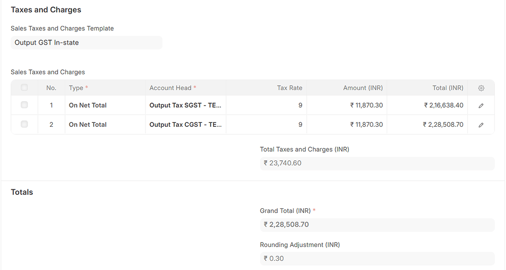 Taxe and Charges in Invoices - erpnext - Frappe Forum