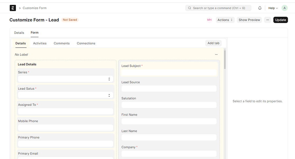 Lead Document Customization Error - ERPNext - Frappe Forum