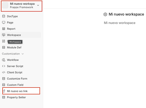 Top left sidebar icon when custom sidebar item is selected