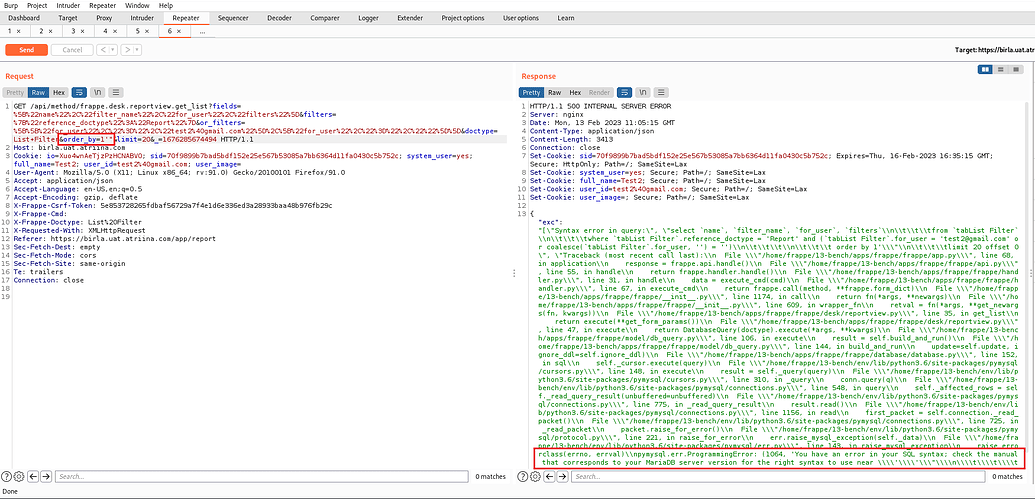 Error based SQL injection - erpnext - Frappe Forum