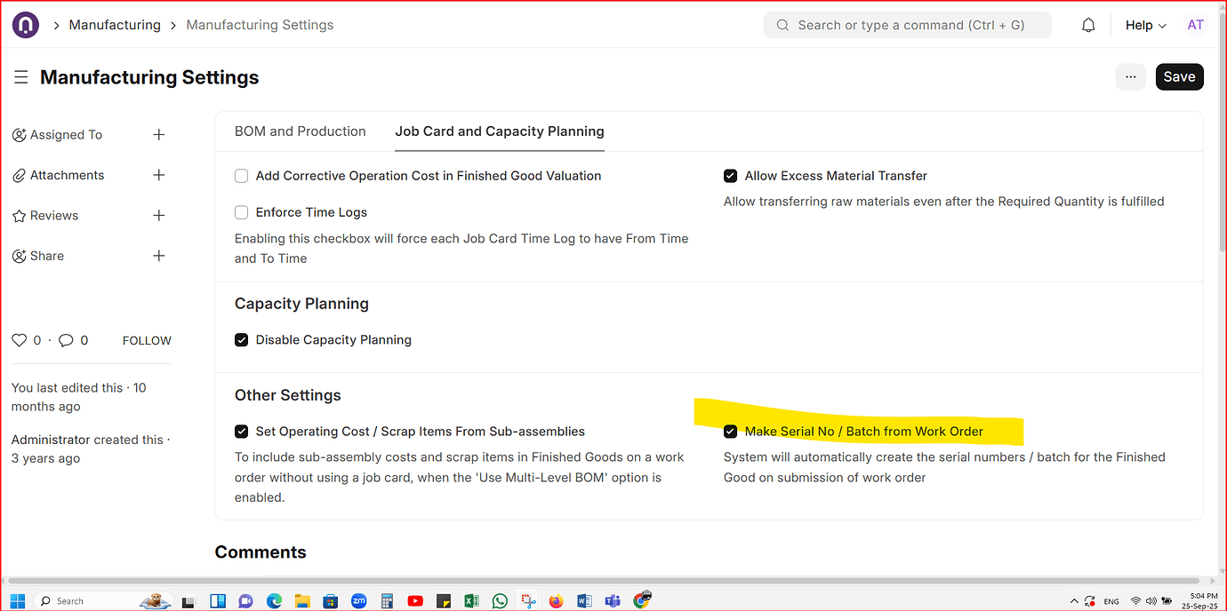 Issue with Manual Batch Creation During Work Order Finish >> Stock ...