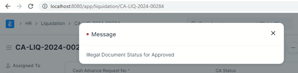 Error message: Illegal Document Status for Approved - Frappe Forum