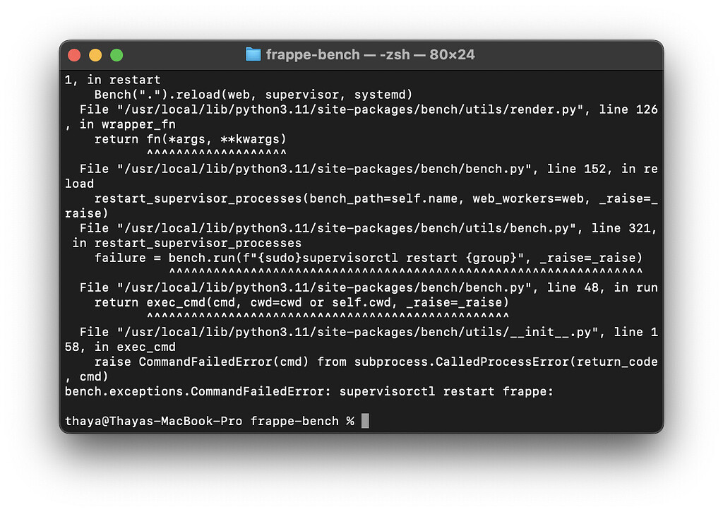 supervisorctl restart frappe