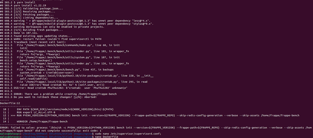 ERROR when build new nginx image: "Read Crontab xxx: user xxx unknown ...