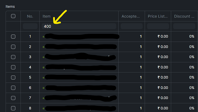 Items list is not filtered after submission