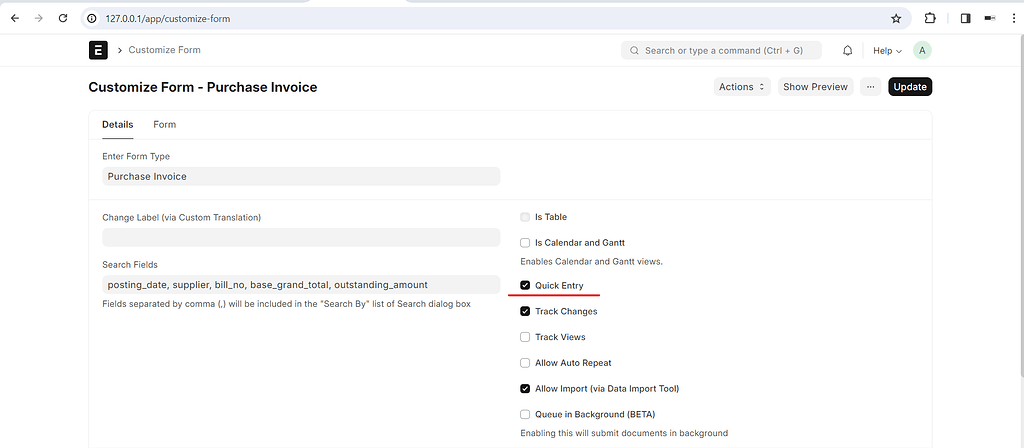 Purchase Invoice quick Entry Form - ERPNext - Frappe Forum