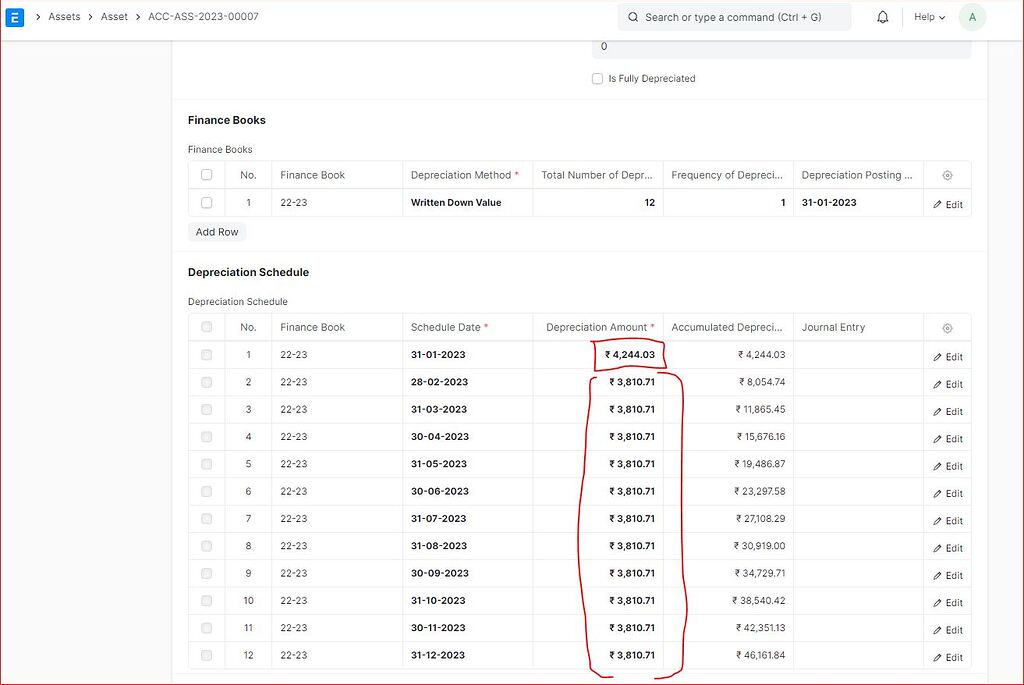 First Depreciation calculation using Written down Value method is ...