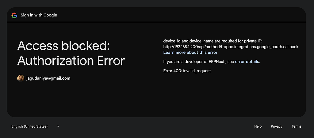 Google Drive Integration Error on Locally Hosted ERPNext - Integration ...