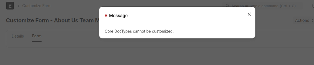 I unable to Customize User Core Doctype - ERPNext - Frappe Forum