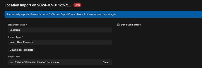 error screenshot