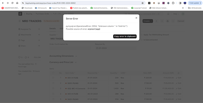 error-erpnext