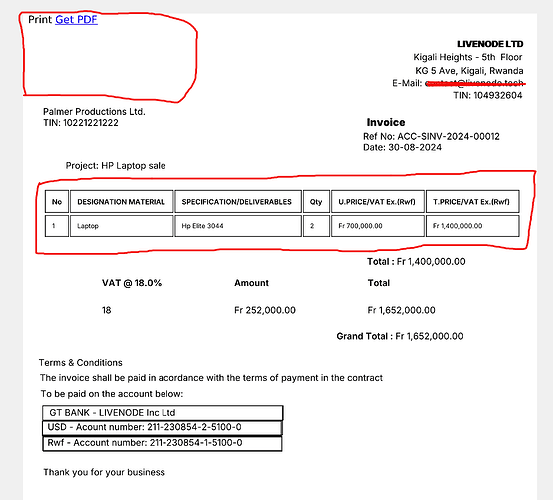 sales invoice design issues