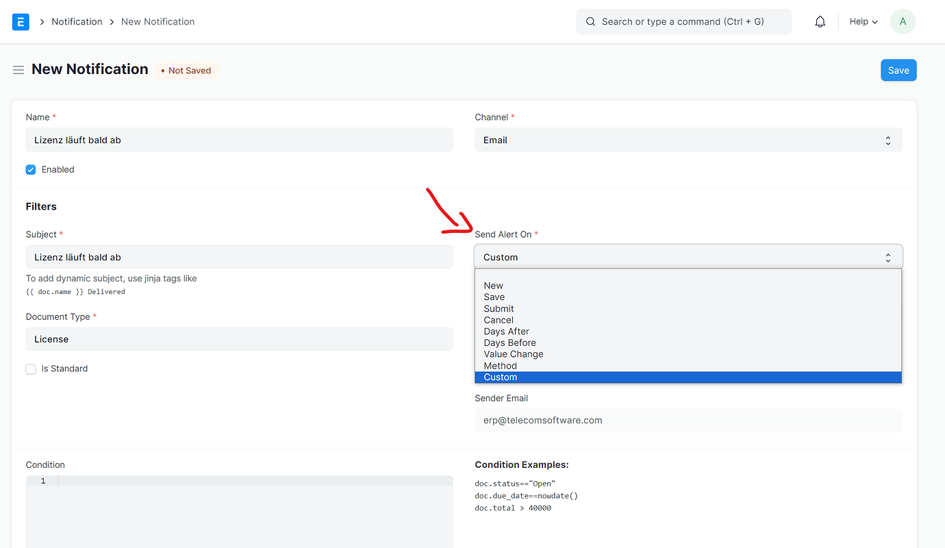 Notification Trigger "Custom" - Frappe Framework - Frappe Forum