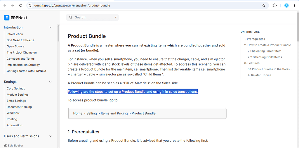 Product Bundle using it in sales transactions just? - Documentation ...