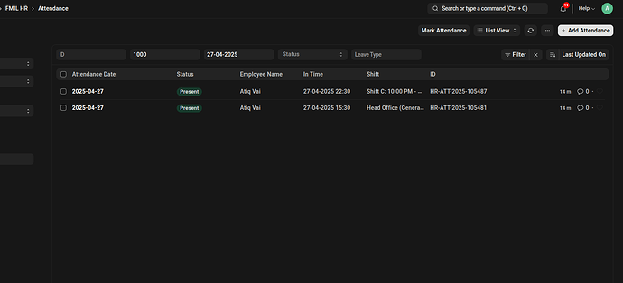 Duplicate Attendances on same date