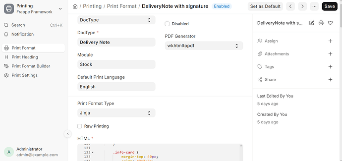 print format delivery note