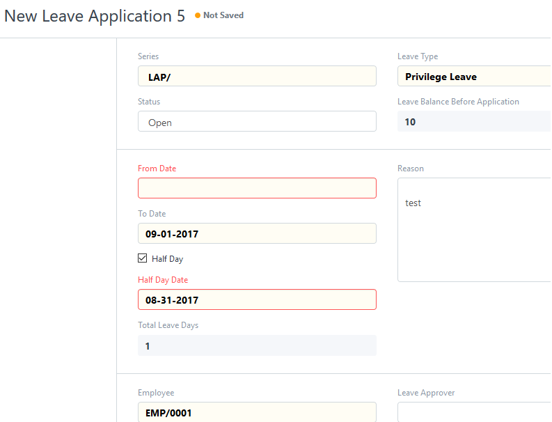 Leave Application half day - ERPNext - Frappe Forum