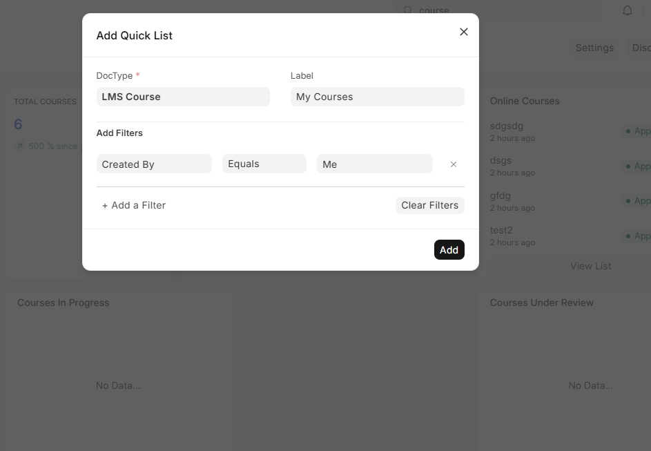 How to Filter LMS Courses Created by Current User in Frappe - LMS ...
